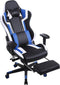 Gamestoel Tornado relax bureaustoel - met voetsteun - ergonomisch verstelbaar - zwart blauw