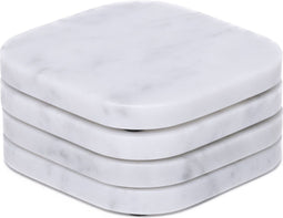 MOOISA - Onderzetter marmer - organisch - wit set van 4 stuks - 10x10x1cm