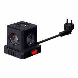 Fbright Tomas 5 - Stopcontactenstrip met Interruptor 3680 W - Zwart (1,5 m)