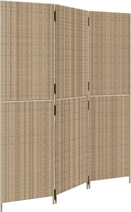 vidaXL - Kamerscherm - 3 - panelen - poly - rattan - beige
