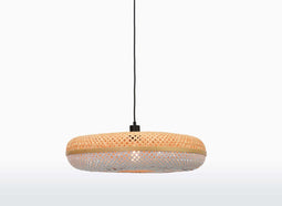 GOOD&MOJO Hanglamp Palawan - Bamboe/Wit - Ø60cm - Scandinavisch,Bohemian - Hanglampen Eetkamer, Slaapkamer, Woonkamer