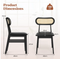 Gestoffeerde Houten Stoelen - Mid-Century Design met Rotan Rugleuning - Zwart (2 stuks)