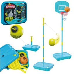 Mookie 3in1 First Multiplay Swingball - Tennis Voetbal Basketbal Set - Blauw