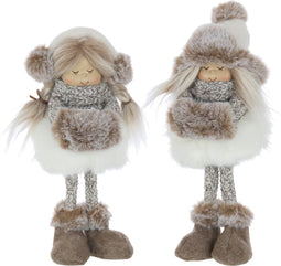 J-Line figuur Meisjes Staand Hoed Vacht - polyester - wit/bruin - small - 2 stuks