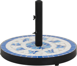 vidaXL - Parasolvoet - rond - 12 - kg - blauw - en - wit