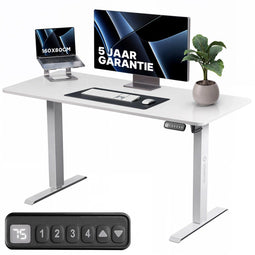 Stane Zit Sta Bureau Elektrisch Verstelbaar - 4 Geheugenstanden - 160 x 80 cm - Wit