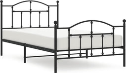 vidaXL - Bedframe - met - hoofd- - en - voeteneinde - metaal - zwart - 100x200 - cm