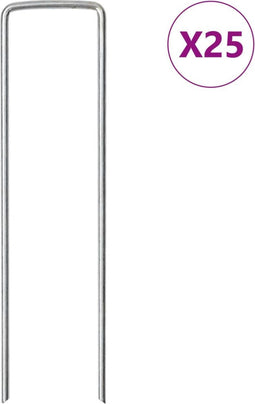 vidaXL - Grondharingen - 25 - st - U-vormig - 15x3,5 - cm - gegalvaniseerd - staal