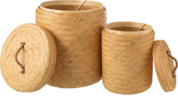 J-Line set van 2 opbermanden Rond - bamboe - naturel