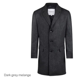 L Dark Grey Melange wool herringbone over coat MM242.1004.04.1203 McGregor