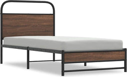 vidaXL - Bedframe - zonder - matras - bewerkt - hout - bruin - eikenkleur - 100x200 - cm