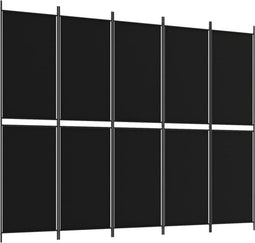 vidaXL - Kamerscherm - met - 5 - panelen - 250x200 - cm - stof - zwart