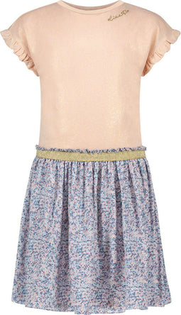 Like Flo F211-5810 - Meisjes Jurk - Poederroze met bloementjes - Maat 128