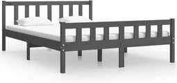 vidaXL - Bedframe - massief - hout - grijs - 140x190 - cm