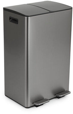 Umuzi Cleaning prullenbak - 60L - Afval Scheiden 2 Bakken - Soft close - Metal Grey - 45x37x70cm