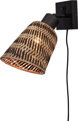 GOOD&MOJO Wandlamp Java - Bamboe Zwart/Naturel - Ø15cm - Binnen Modern