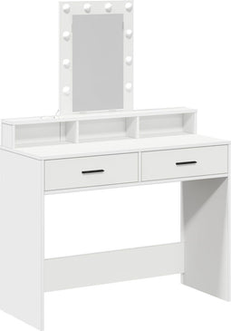 vidaXL - Kaptafel - met - LED - Verlichting - - - Wit - 100x41x140 - cm