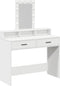 vidaXL - Kaptafel - met - LED - Verlichting - - - Wit - 100x41x140 - cm