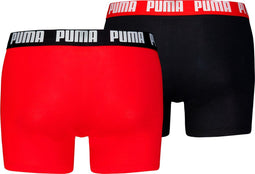 PUMA everyday - Heren 2P boxers - Lange pijp stretchkatoen - Zwart & rood (2 stuks)