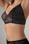 Sanne 3-delig Lingerie-set - Bralette G-string Jarretelgordel - Zwart