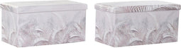 Multi-functionele Kist DKD Home Decor Opvouwbaar Grijs PU Tropisch (71,5 x 35 x 36 cm) (2 Stuks)