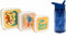 Petit Monkey Snackdozen + Drinkfles Upside Down Animals/Glitter Back to School set - Blauw
