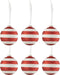 J-Line Doos Van 6 Kerstballen Strepen Glitter Glas Wit/Rd Small