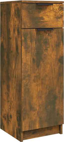vidaXL - Badkamerkast - 32x34x90 - cm - bewerkt - hout - gerookt - eikenkleurig