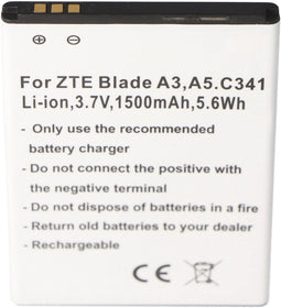 AccuCell ZTE Blade C341 - Vervangende Li-ion batterij 1500 mAh 3,7V - Zwart