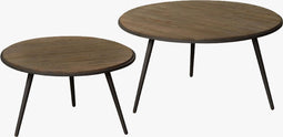 RENEW Rolo table set (2) - 74x74x36 58x58x41 - recl. teak w-grey