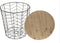 Bijzettafel - metaal met houten blad - zwart 39x41 cm