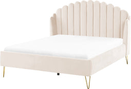 AMBILLOU - Tweepersoonsbed - Lichtbeige - 140 x 200 cm - Fluweel