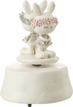 J-Line decoratie Muziekdoos Konijnen - polyresin - mix - paasdecoratie