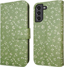 iMoshion Hoesje Geschikt voor Samsung Galaxy S21 Hoesje Met Pasjeshouder - iMoshion Design Bookcase smartphone - Groen / Green Flowers