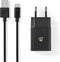 Nedis WCHAM213ABK - USB-wandlader - 12 W - Snellaad functie - 1x 2.1 A - Inclusief 1 m USB-A naar micro-USB kabel - Zwart