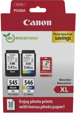 Canon PG-545XL + CL-546XL - Inktcartridge Value Pack - 50 vel glossy fotopapier