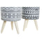 Grondlegger DKD Home Decor Grijs Cement Wit Pijnboom Boho (14,3 x 14,3 x 26,2 cm) (2 Stuks)