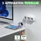 Travelhawk Verdeelstekker - 3 Voudig - 3 AC-aansluitingen 2 USB-poorten - Wit