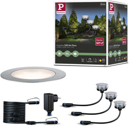 Paulmann Floor Eco - Plug & Shine LED-grondinbouwlamp - 3x2W 3000K IP67 - Zilver (3 stuks)