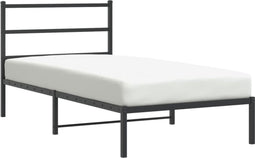 vidaXL - Bedframe - met - hoofdbord - metaal - zwart - 100x190 - cm