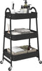vidaXL - Opbergtrolley - 3-laags - 42x41,5x77 - cm - staal - zwart