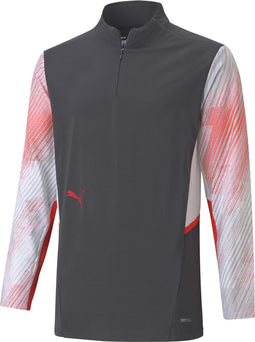 PUMA Individualcup Training - 1/4 Zip Sporttrui - Maat 140 - Grijs/Wit/Rood