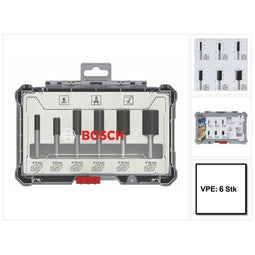 Bosch 2607017465 6-delige Frezenset in cassette - Rechte schacht - 6mm