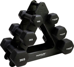 Tunturi Dumbbell Set - Halterset - 1 t/m 3kg - Inclusief opbergrek en gratis fitness app (3 paar)