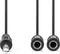 Nedis Stereo-Audiokabel - 6,35 mm Male - 2x 6,35 mm Female - Vernikkeld - 0.20 m - Rond - Zwart - Envelop