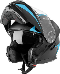 VINZ Busan Systeemhelm - ECE 22.06 goedgekeurd - Anti-kras vizier en zonnevizier - Blauw - XXL