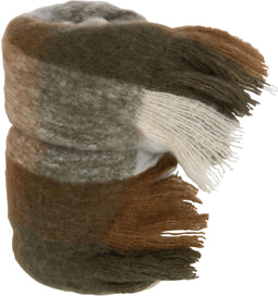 J-Line Plaid geruit - polyester - bruin & beige - 180 x 130 cm - woonaccessoires