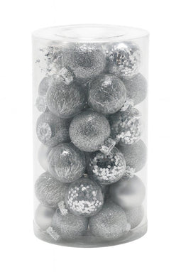 Kerstballenset 50 stuks - Zilveren kerstballen Ø 5 cm - Duurzaam plastic (50 stuks)