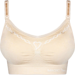 MAGIC Bodyfashion Fancy Mama - Borstvoedingsbeha - Beugelloos met uitneembare pads - Latte/Wit