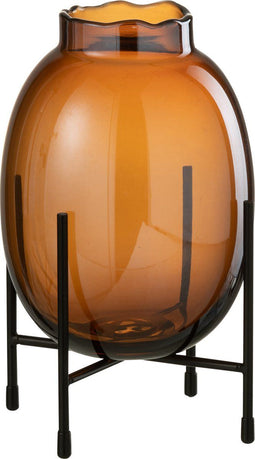 J-Line vaas Op Voet - glas - bruin - small - 26 cm hoog